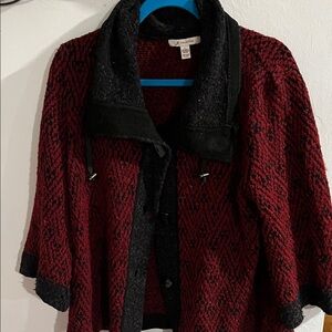 JM Collection Black and Red Women's Cardigan